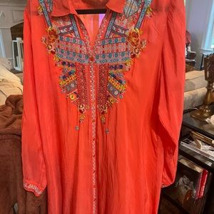 Johnny Was coral tunic or dress. In perfect condition. Never worn.